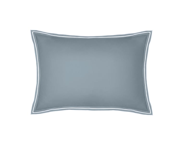 Anne De Solène TAIE D'OREILLER Pure White Percale Lavée · Blue · Finition White