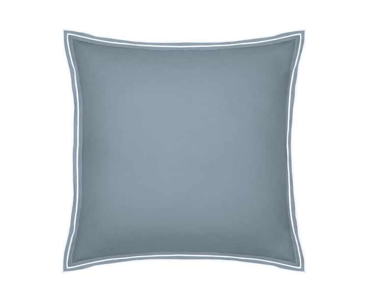 anne de solène TAIE D'OREILLER Pure White Percale Lavée · Blue · Finition White