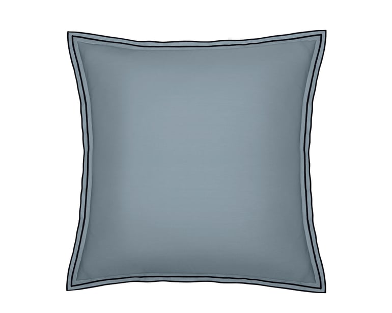 anne de solène TAIE D'OREILLER Pure White Percale Lavée · Blue · Finition Black