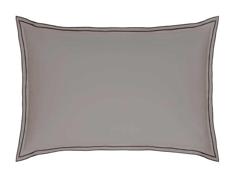 Anne De Solène TAIE D'OREILLER Pure White Percale Lavée · Cocoa · Finition Black