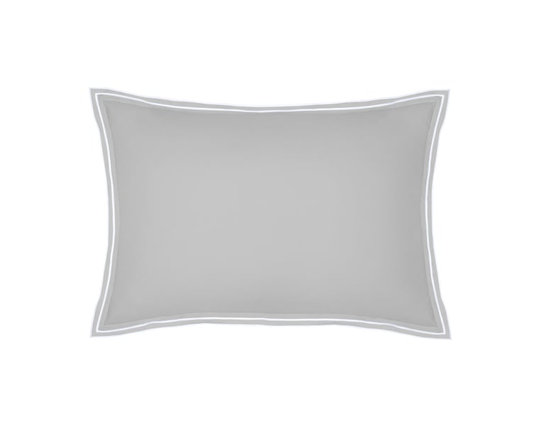 Anne De Solène TAIE D'OREILLER Pure White Percale Lavée · Light Grey · Finition White