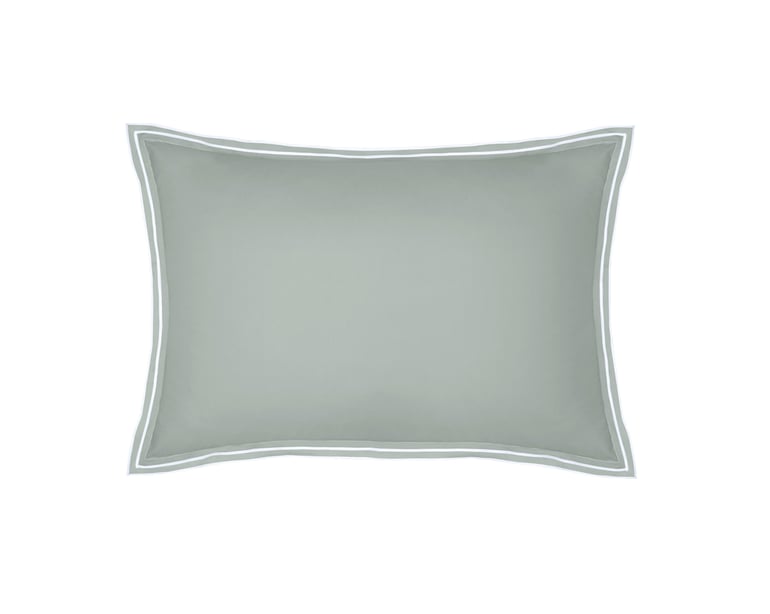 Anne De Solène TAIE D'OREILLER Pure White Percale Lavée · Light Green · Finition White