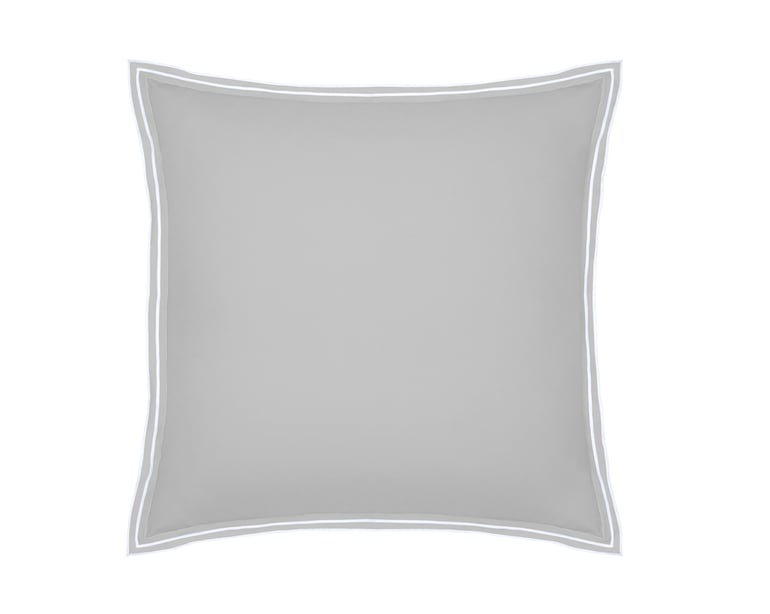 anne de solène TAIE D'OREILLER Pure White Percale Lavée · Light Grey · Finition White