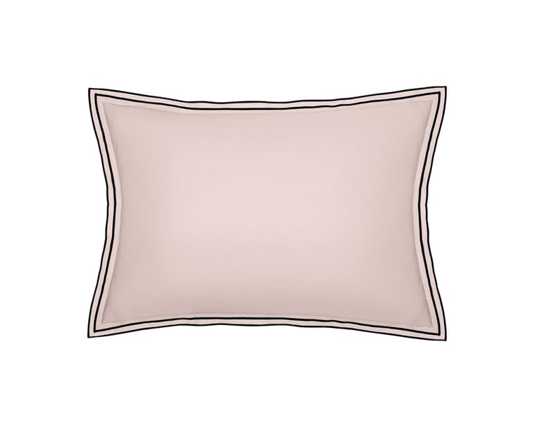 Anne De Solène TAIE D'OREILLER Pure White Percale Lavée · Pink · Finition Black