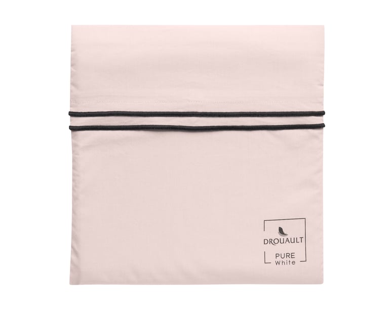 Anne De Solène TAIE D'OREILLER Pure White Percale Lavée · Pink · Finition Black