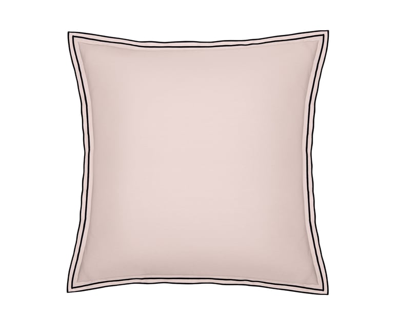 anne de solène TAIE D'OREILLER Pure White Percale Lavée · Pink · Finition Black