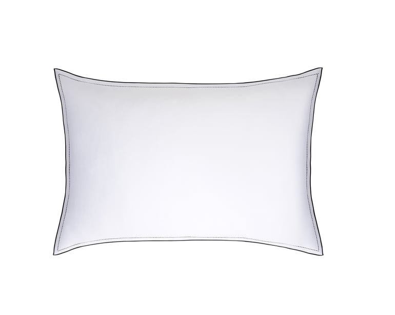 Anne De Solène TAIE D'OREILLER Pure White Satin Lavé · Blanc · Finition Noire