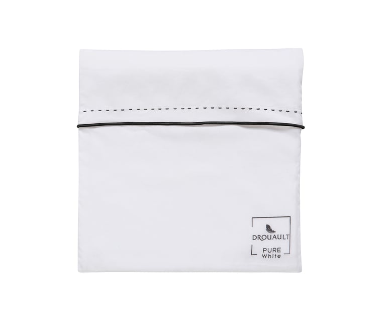 Anne De Solène TAIE D'OREILLER Pure White Satin Lavé · Blanc · Finition Noire