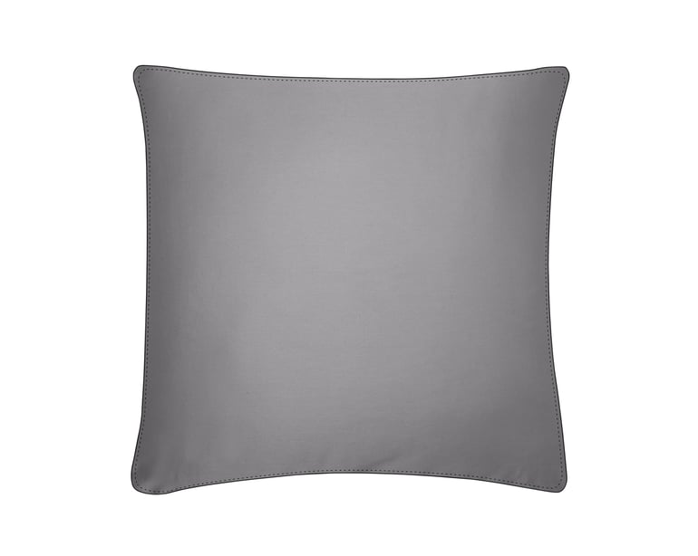 anne de solène TAIE D'OREILLER Pure White Satin Lavé · Stone · Finition Black