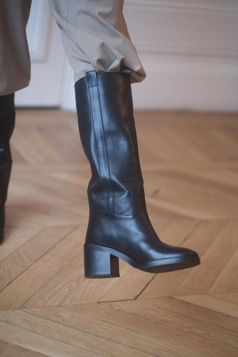 anne thomas Camarguaise - Long Boots - Liscio Black