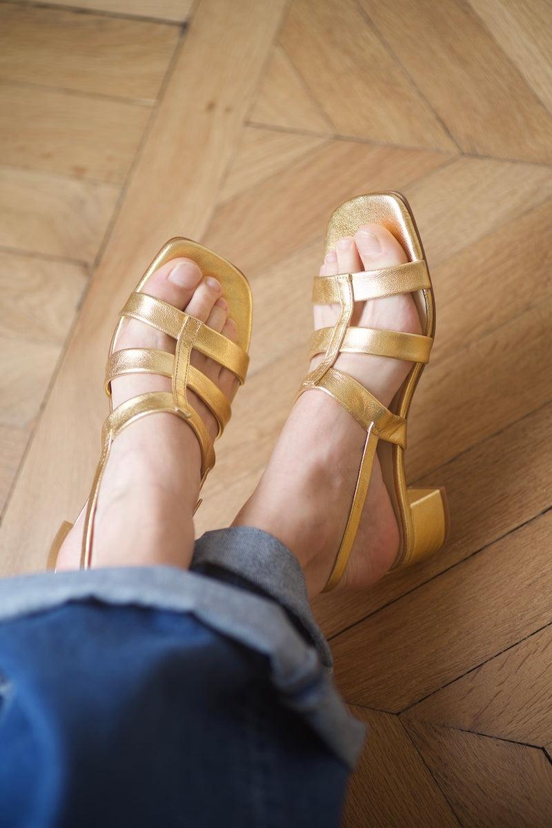 anne thomas Gabrielle Sandals Gold