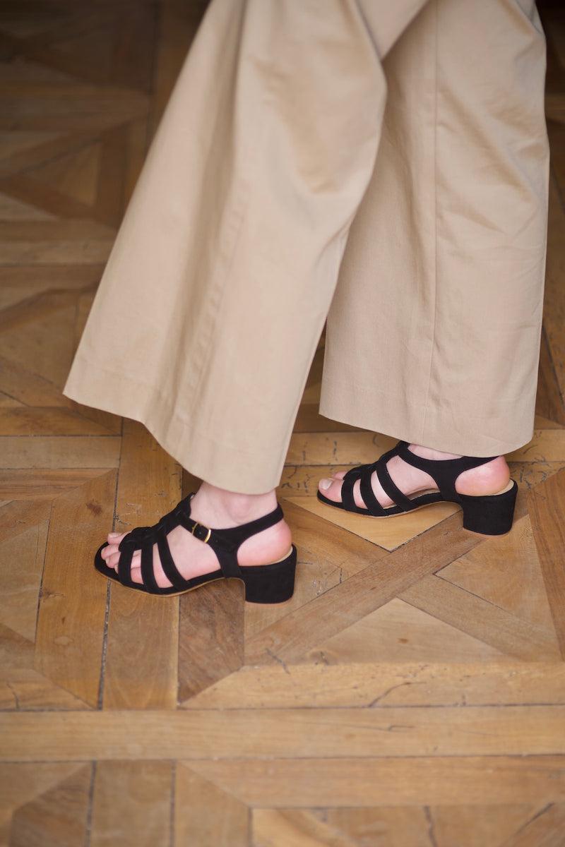 Anne Thomas Goudes Sandals Velours Black