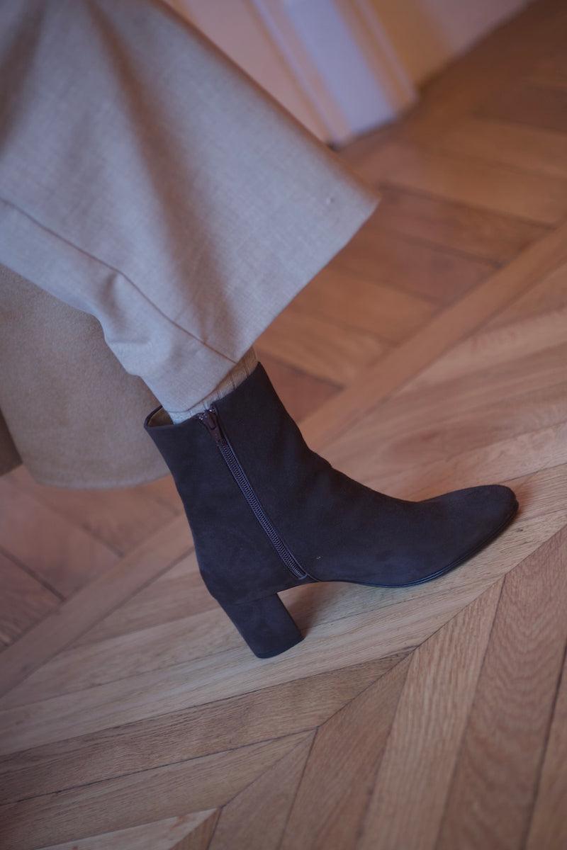 Anne Thomas Mimo Boots Velours Poivre Sauvage