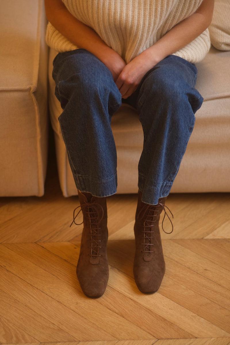 anne thomas Pavlova Boots Velours Buio