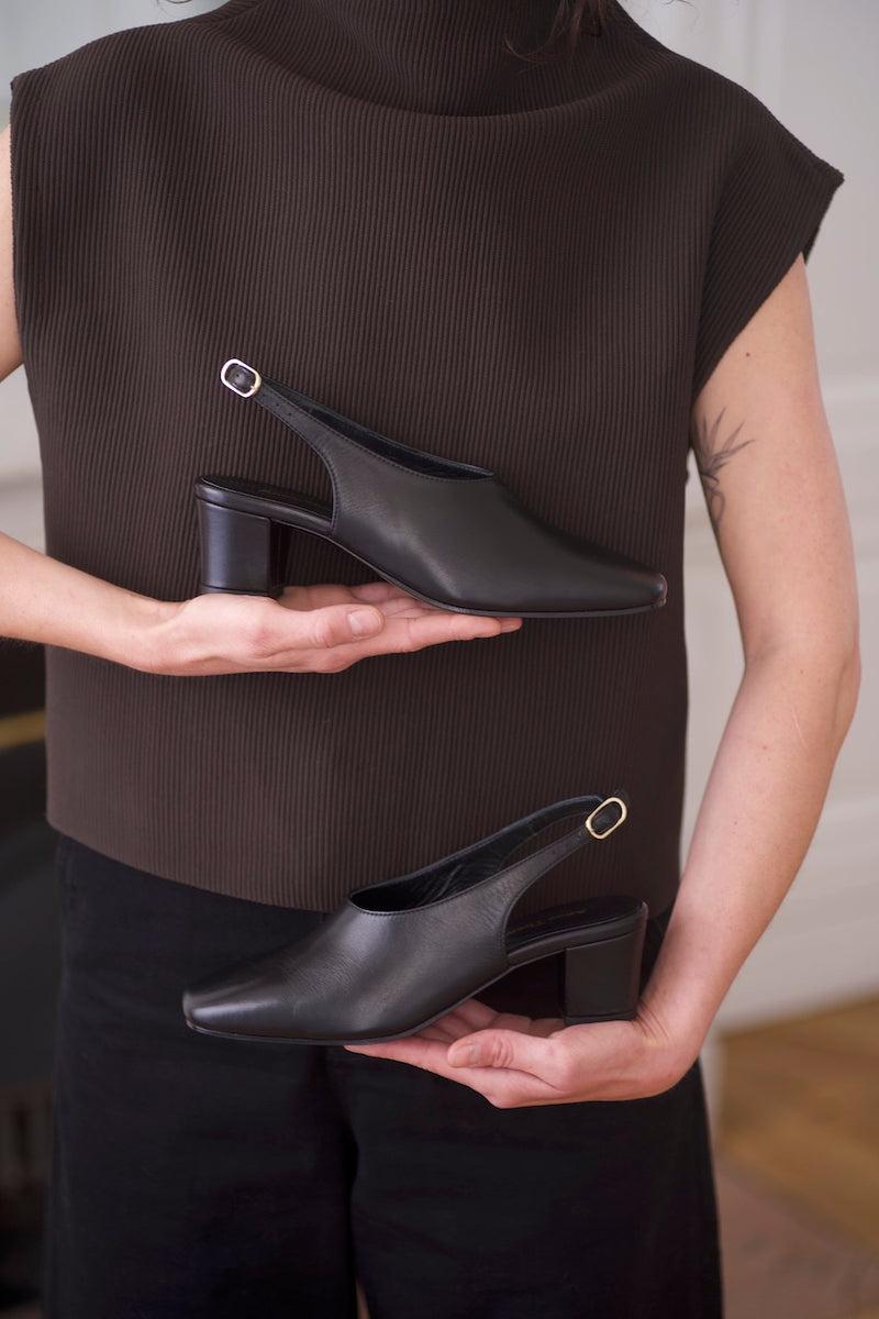 anne thomas Pavlova Slingback Calf Black