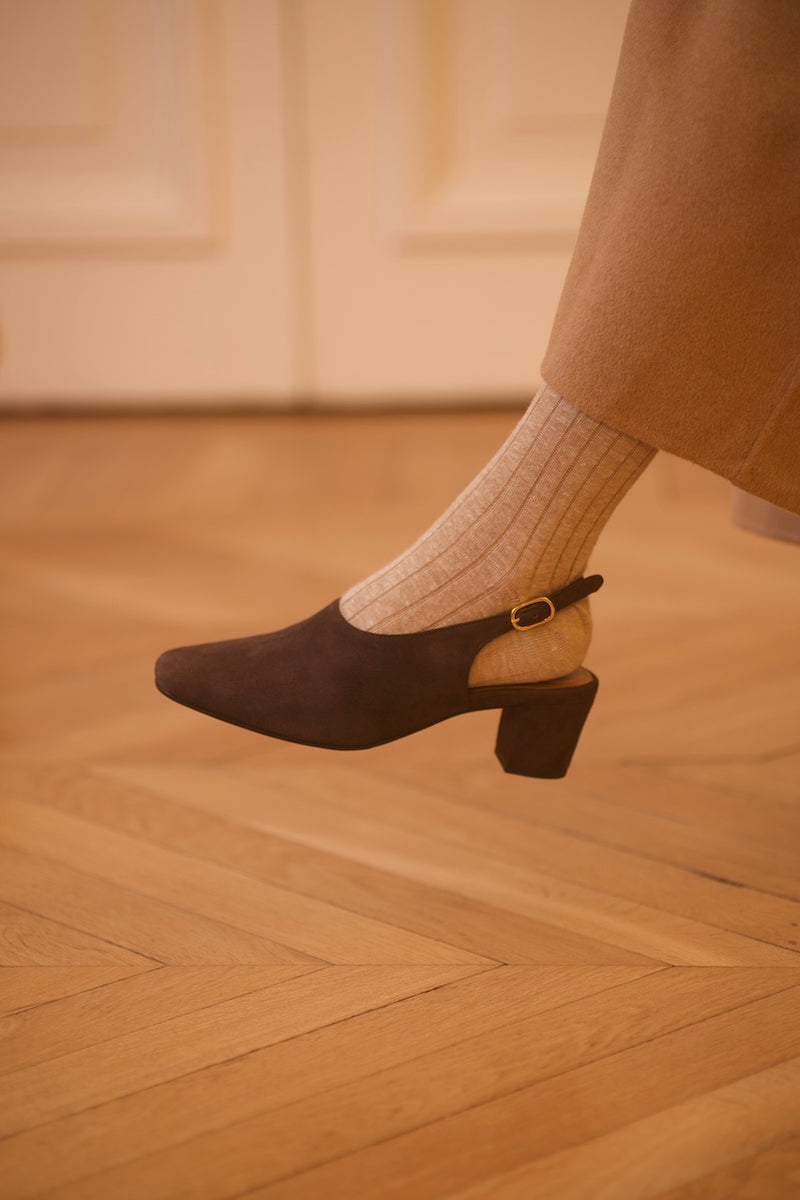 Anne Thomas Pavlova Slingback Velours Poivre Sauvage / 37 - 40