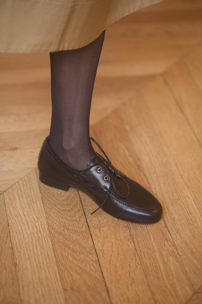 anne thomas Pré Vente - Portofino Boat Shoes Nappa Black