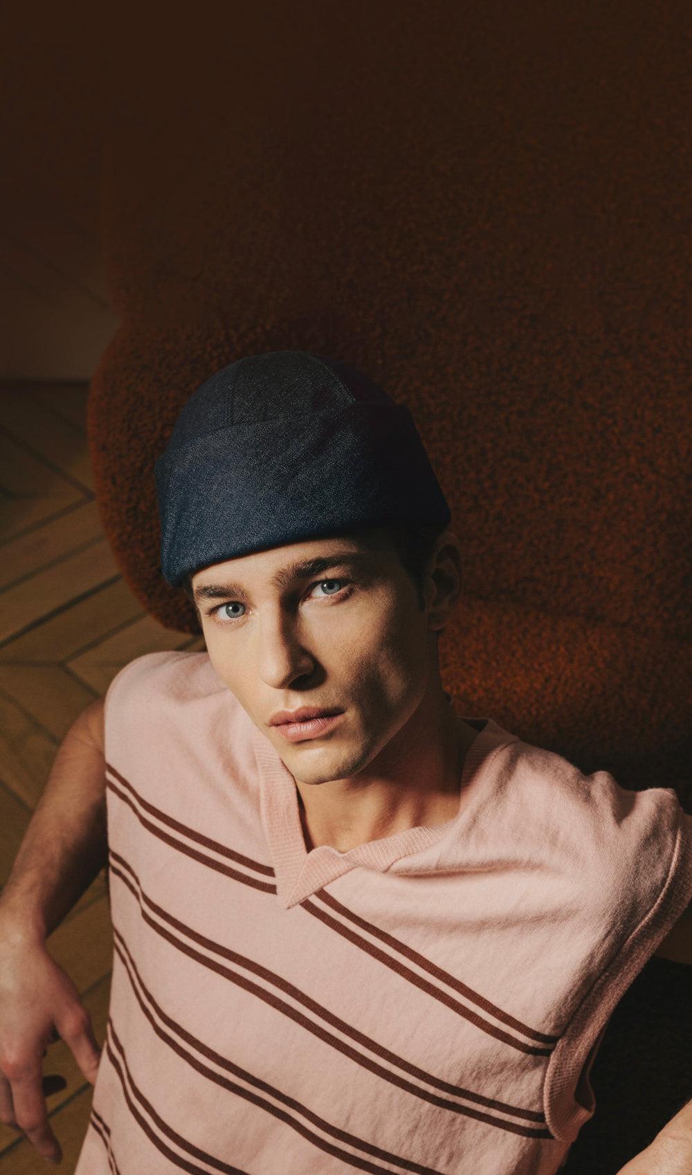 Anthony Peto Beanie Cotton Denim