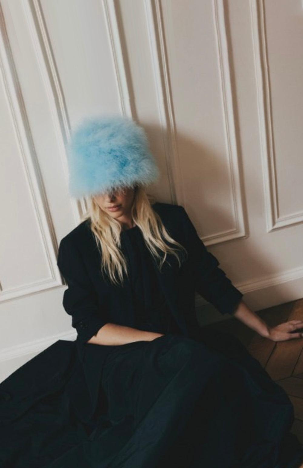 Anthony Peto Cloche Marabou Blue;;;Yellow;;;Green