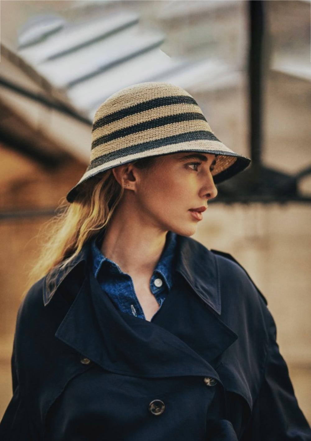 Anthony Peto Cloche Panama Crochet à Rayures Black