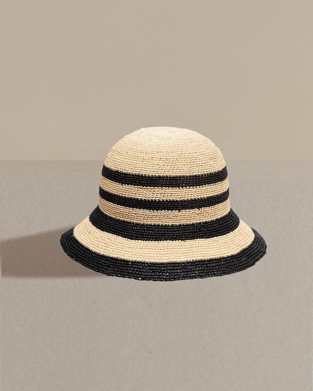 anthony peto cloche panama crochet à rayures Black