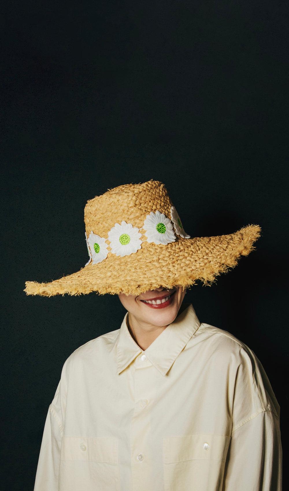 Anthony Peto Clyde Wide Brim Raffia Marguerites