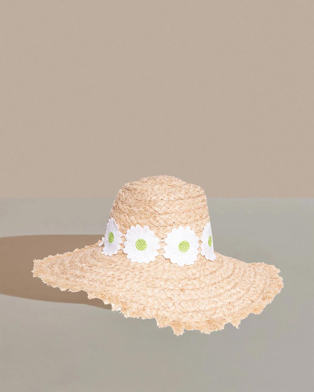 anthony peto clyde wide brim raffia marguerites