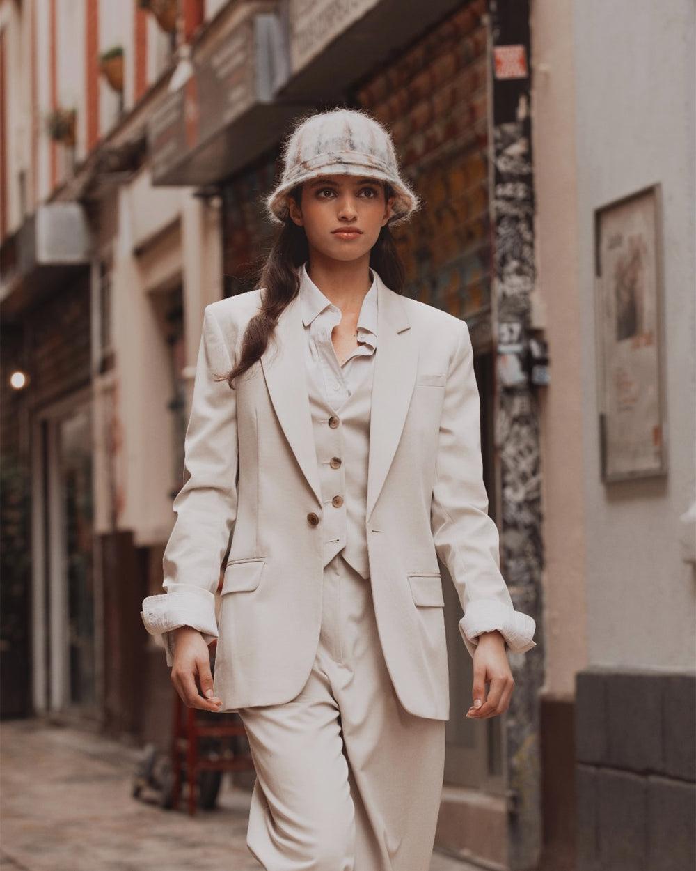 Anthony Peto Petit Chapeau Rond Mohair Beige