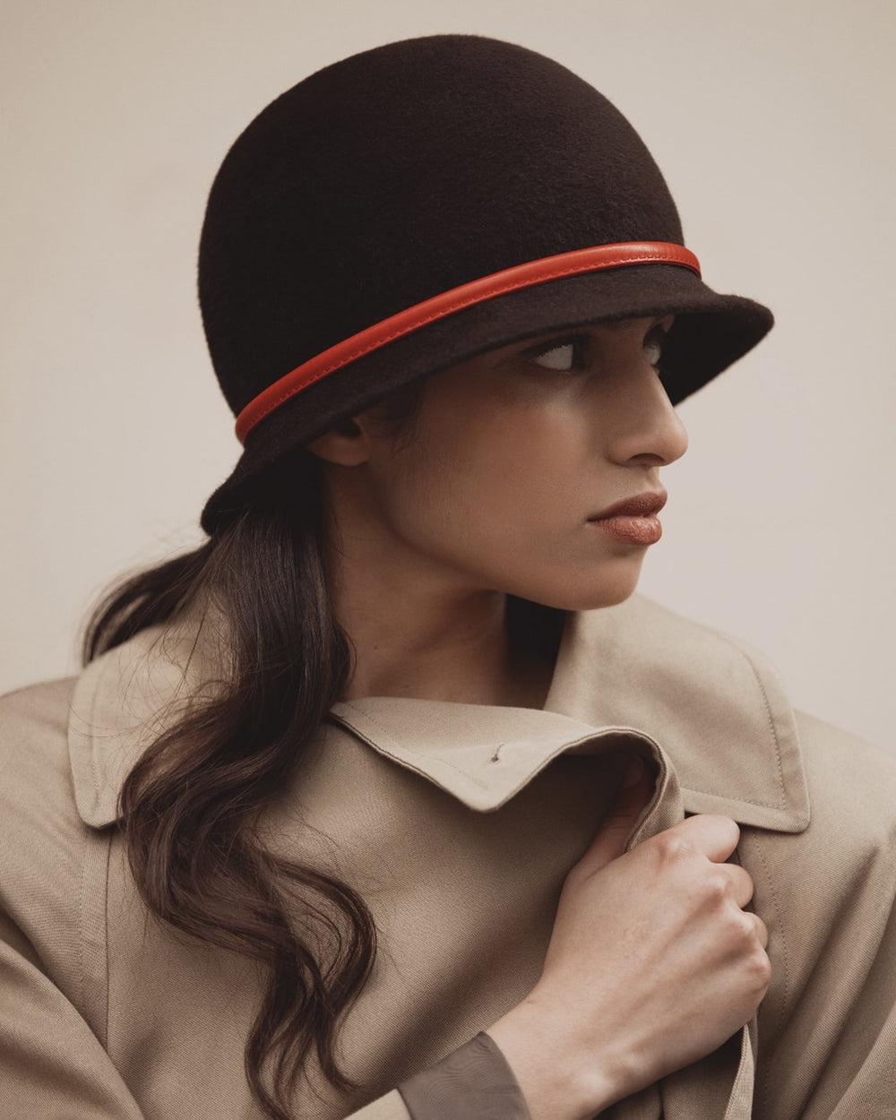 Anthony Peto Petite Cloche Feutre Cuir White;;;Black