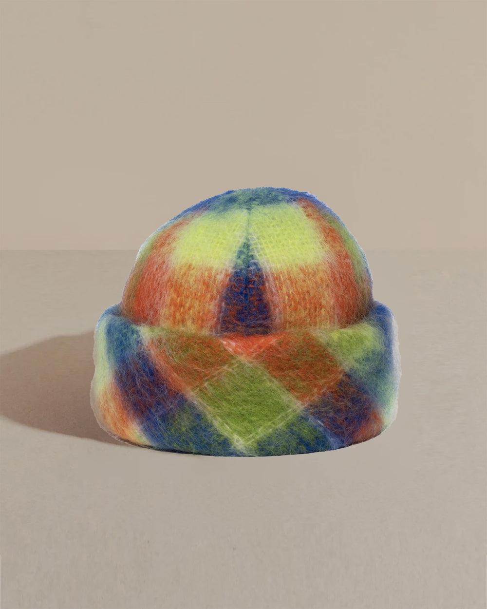 anthony peto superbeanie blue orange tartan mohair