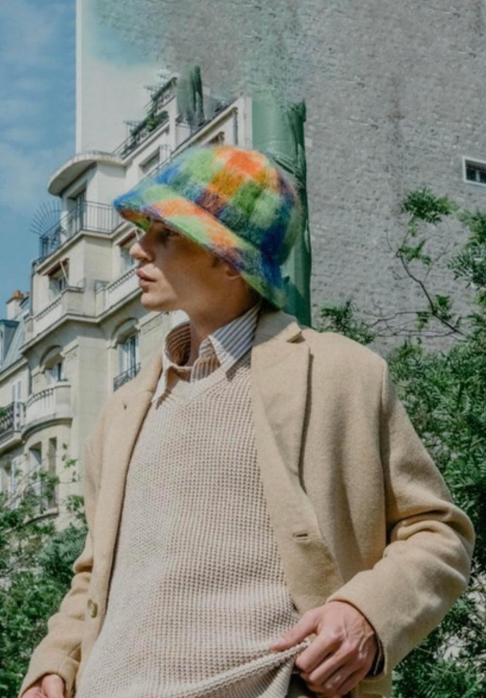 Anthony Peto Topi Mohair Blue Orange Tartan