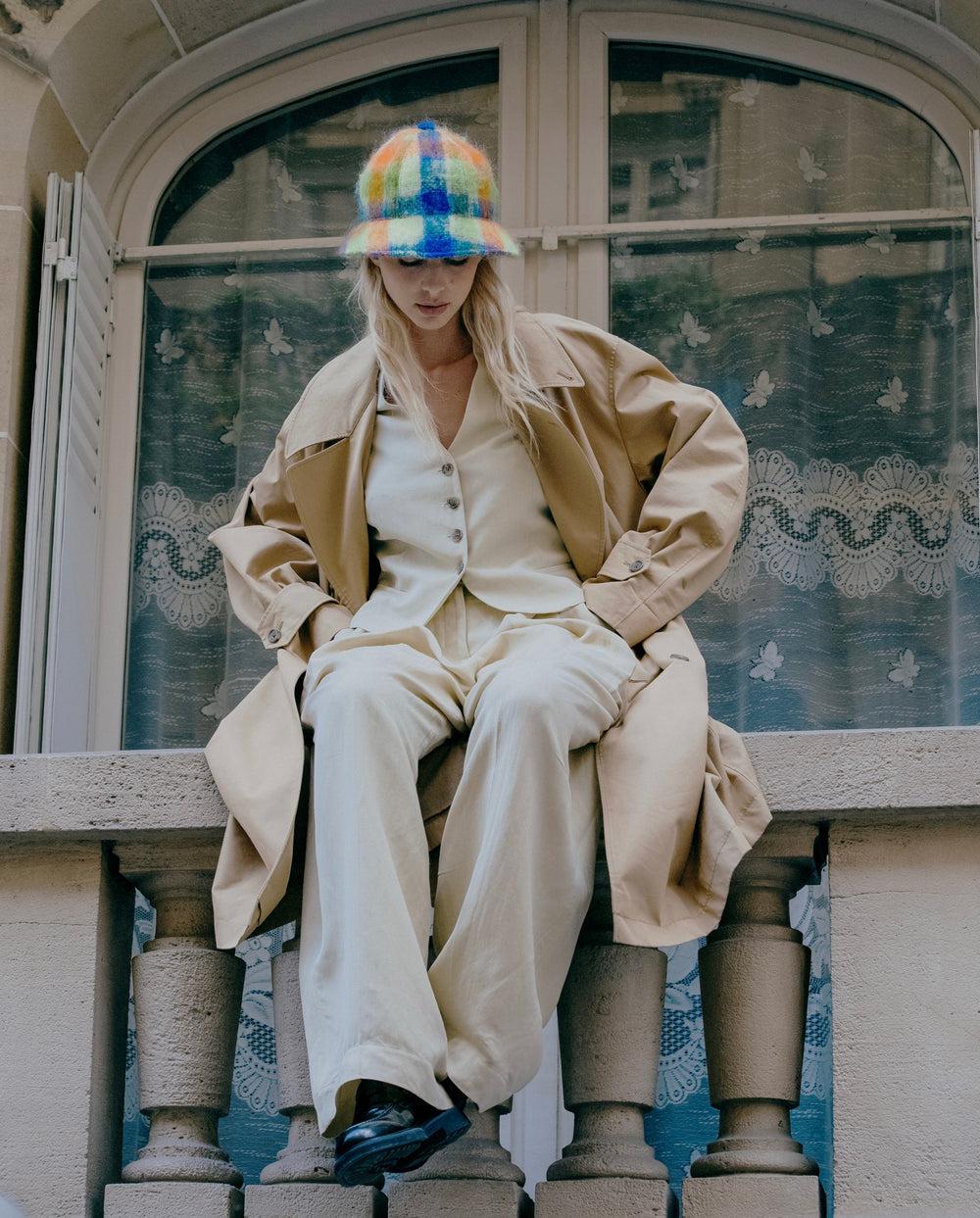 Anthony Peto Topi Mohair Blue Orange Tartan