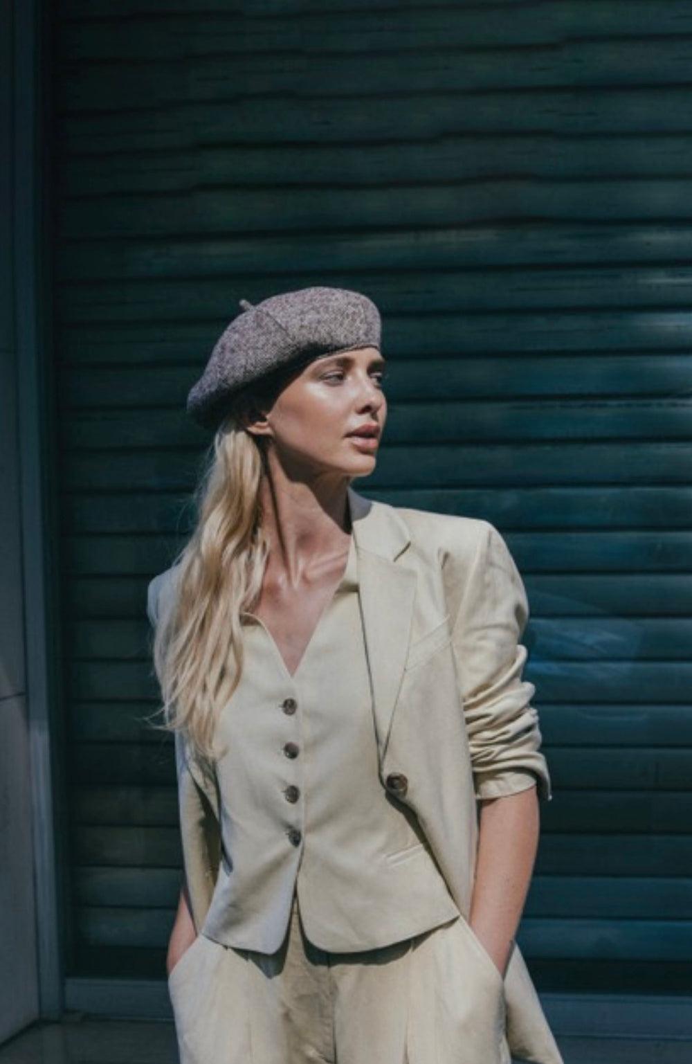 Anthony Peto Beret Montparnasse Brown Tweed Brown Tweed;;;Grey Bouclette White