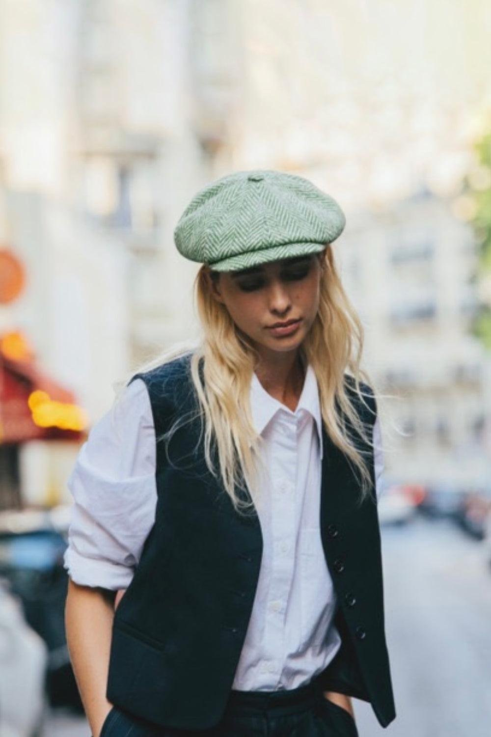 Anthony Peto Irlandaise Laine Ochre Herringbone;;;Green Herringbone;;;Navy Herringbone;;;Black;;;Caviar;;;Earth Jet;;;Blue Navy Herringbone