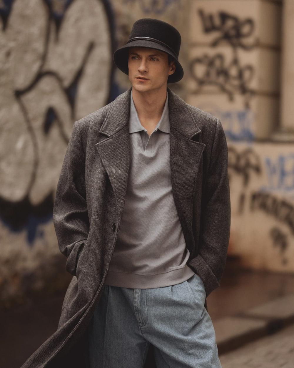 Anthony Peto Joshua Montcapel Cuir Laine Feutre Noir Black