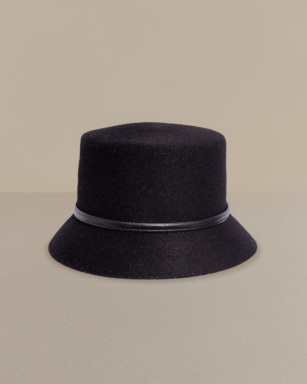 anthony peto joshua montcapel cuir laine feutre noir Black