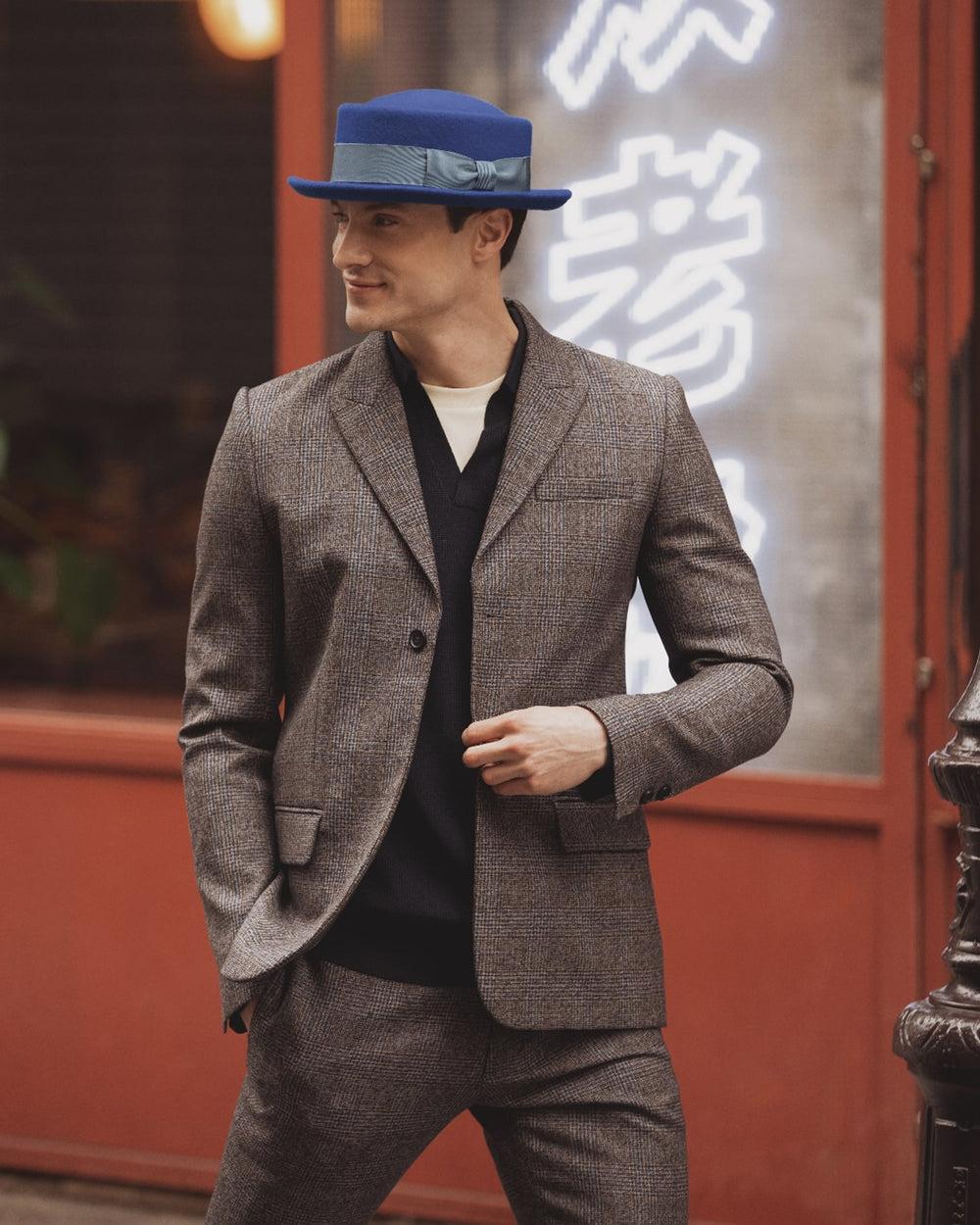 Anthony Peto Lucky Jim Montcapel Laine Feutre Bleu Cobalt Cobalt Blue