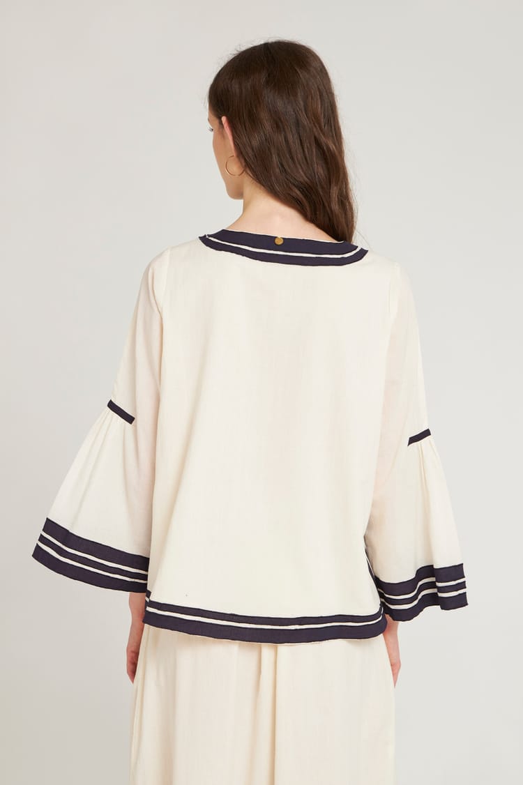 Antik Batik Blouse Blanche Brodée En Coton