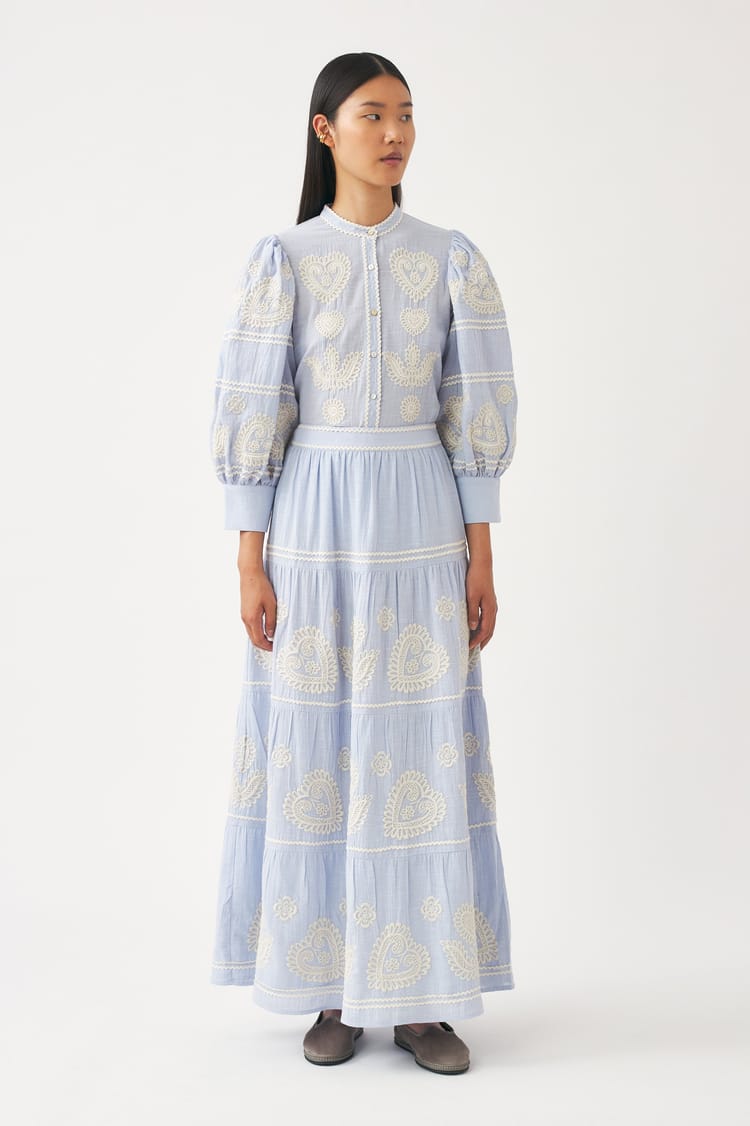 Antik Batik Blouse Bleue Broderie Hongroise