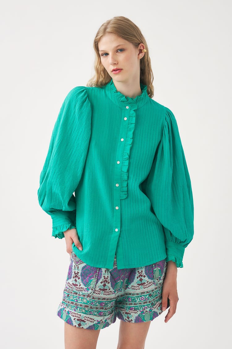 Antik Batik Blouse Bleue En Crêpe De Coton