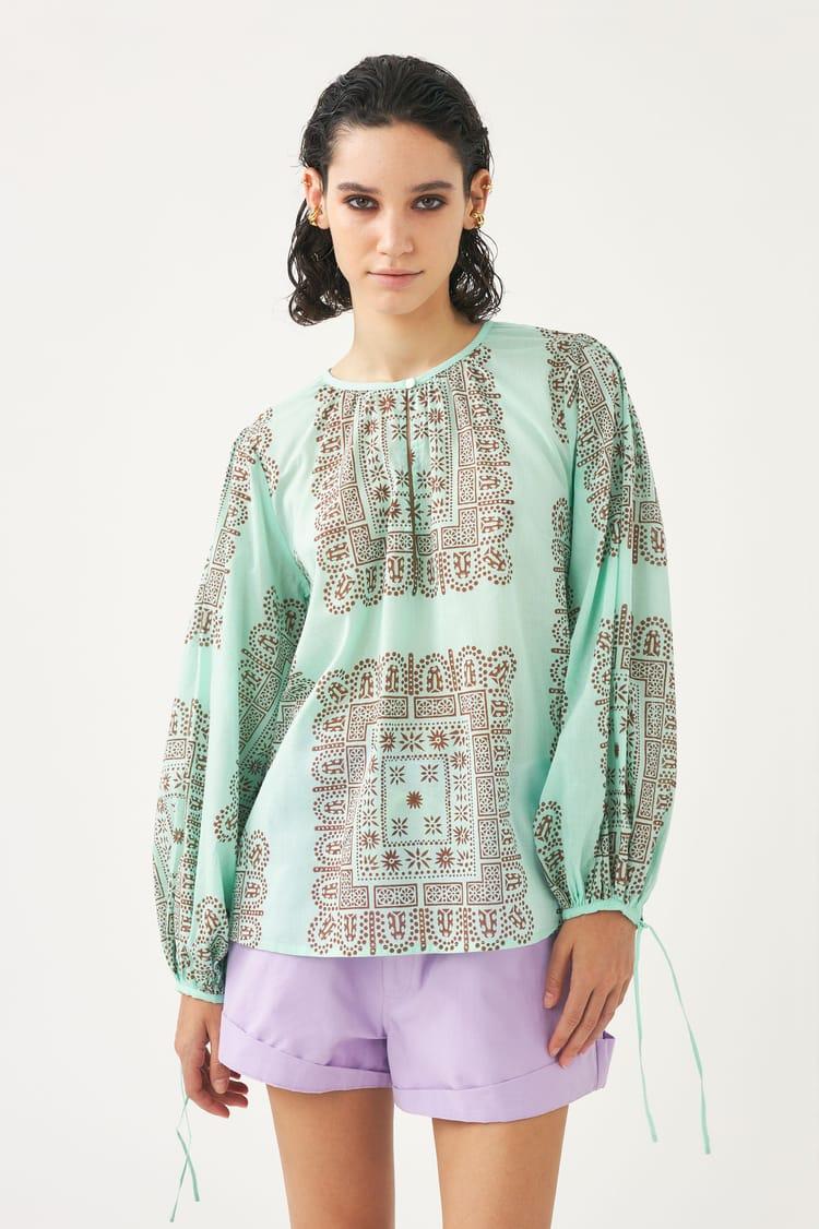 Antik Batik Blouse Bleue En Voile De Coton