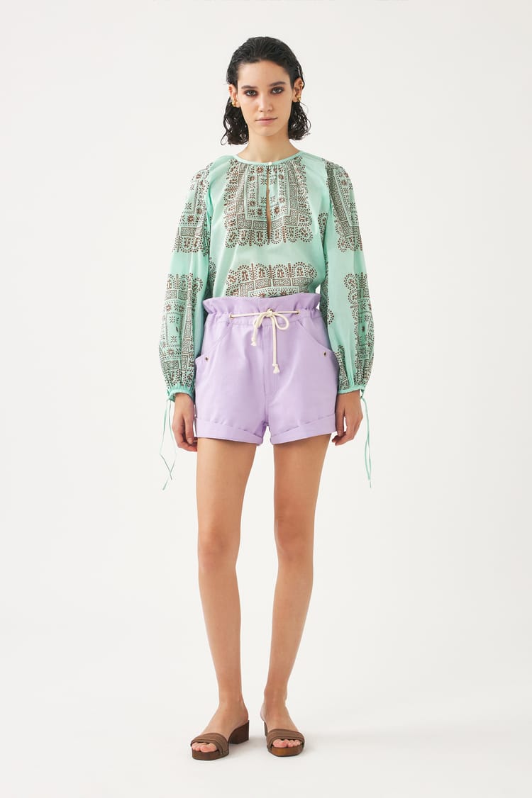 antik batik Blouse bleue en voile de Coton