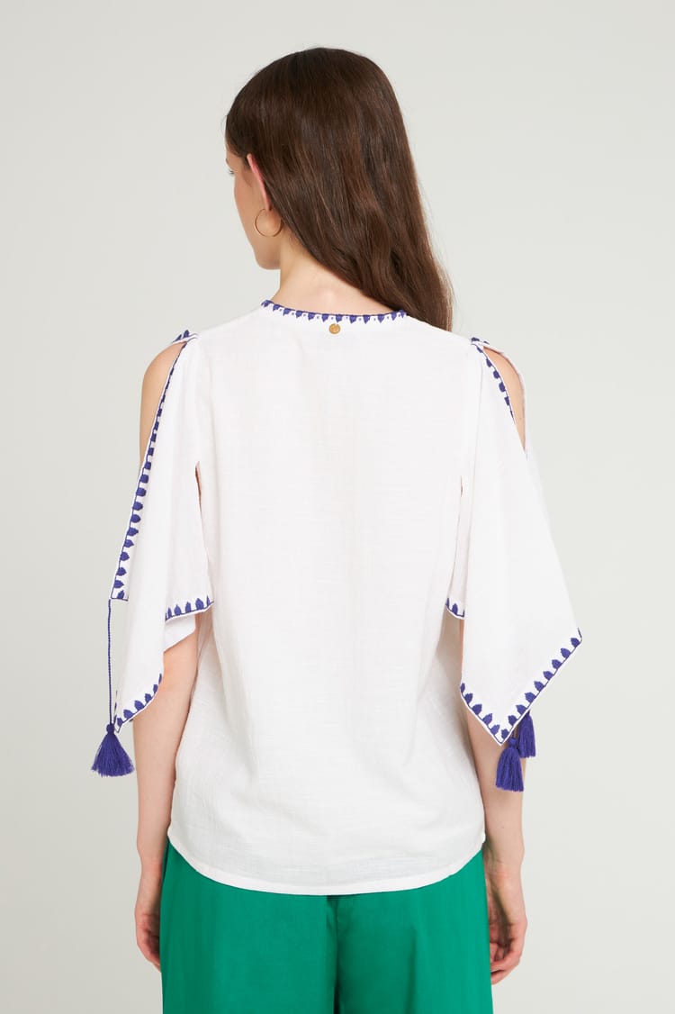 Antik Batik Blouse Brodée Blanche