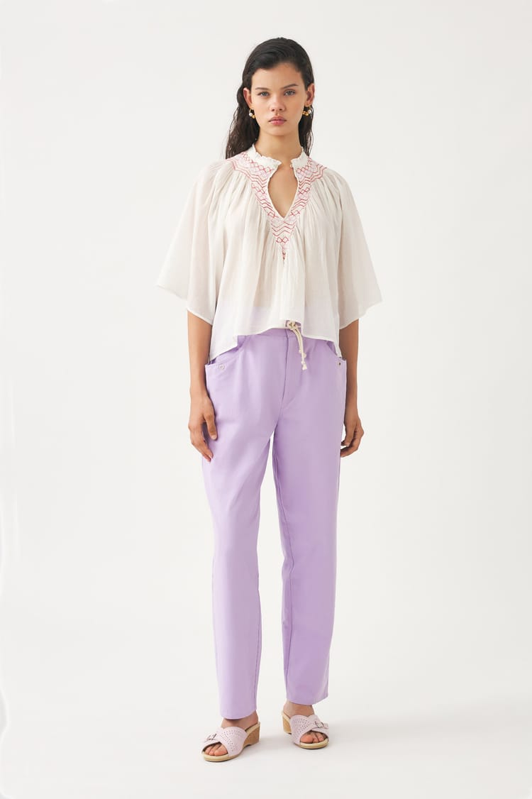 Antik Batik Blouse Crème En Voile De Coton