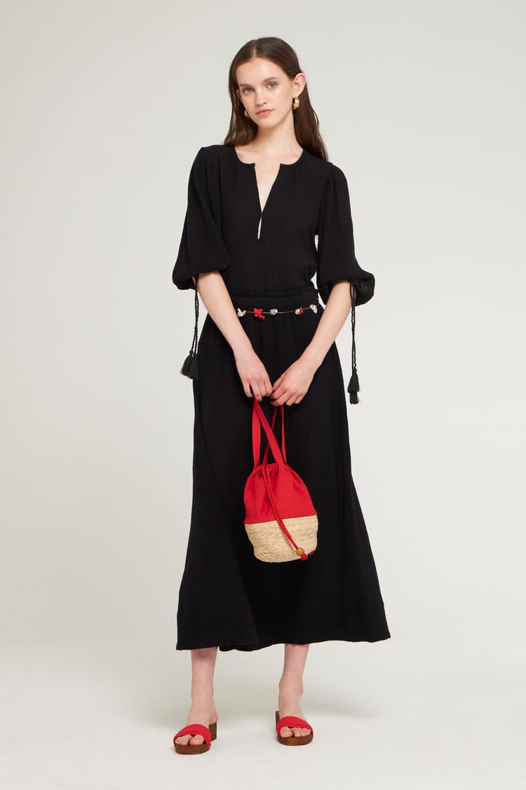 Antik Batik Blouse Fluide Noire En Crêpe De Coton