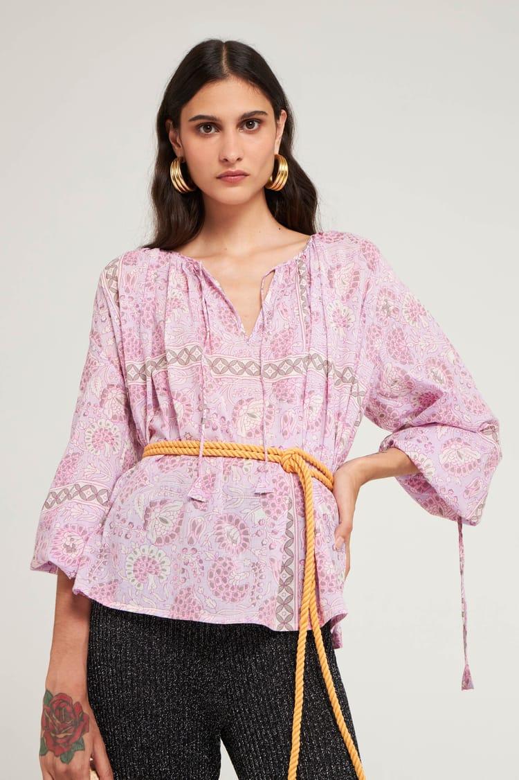 antik batik Blouse imprimée rose