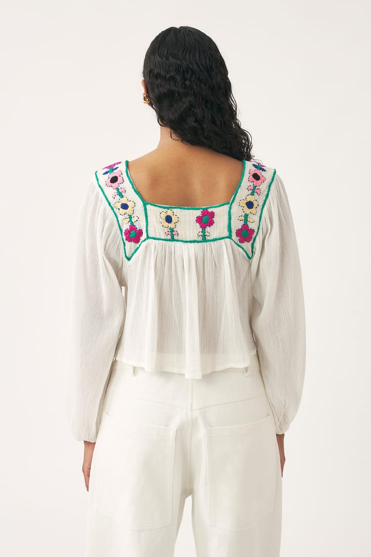 Antik Batik Blouse Plastron Blanc Crème