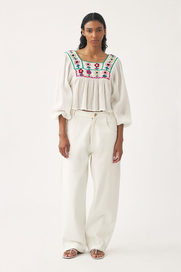 antik batik Blouse plastron blanc crème