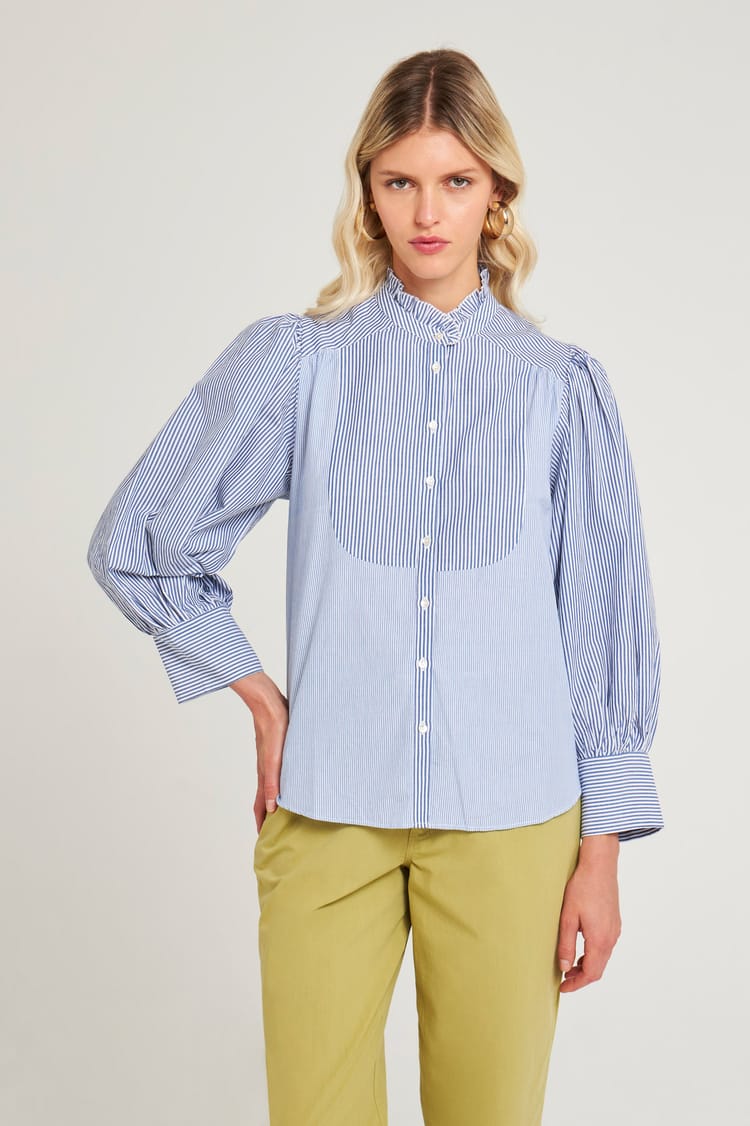 Antik Batik Blouse Rayée Bleue