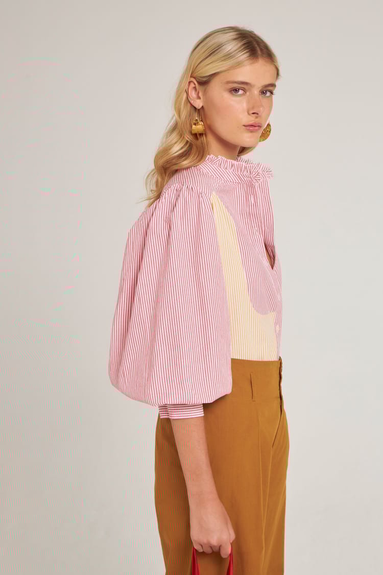 Antik Batik Blouse Rayée Rouge Et Jaune